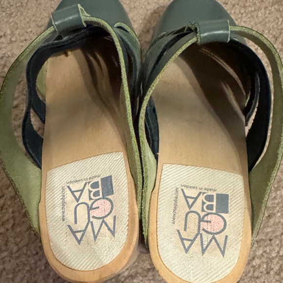 Green Leather Maguba Swedish Women's Clogs 37 *rare color* - Picture 4 of 7